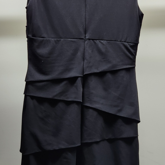 White House Black Market Black Asymmetrical Tiered Wrap Dress - Picture 3 of 3